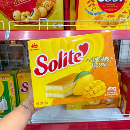 Bánh Solite Trứng Kem Vị Xoài - Bánh Kinh Đô Solite Xoài 238g (14 Gói x 17g)