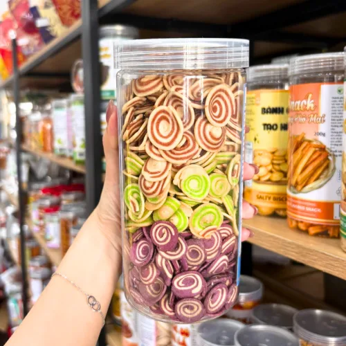 Bánh Tai Heo Mix 3 Vị Caramel, Khoai Môn, Trà Xanh 350g Thơm Ngon - Hũ Pet