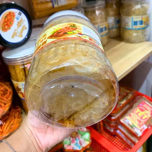 Bánh Tráng Mực Cán Sa Tế Mắm Me 300g - Hộp Tròn