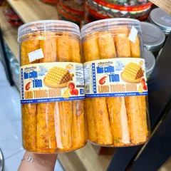 Bánh Tráng Ống Cuộn Tôm Sốt Lava Trứng Muối 150g - Hộp Tròn