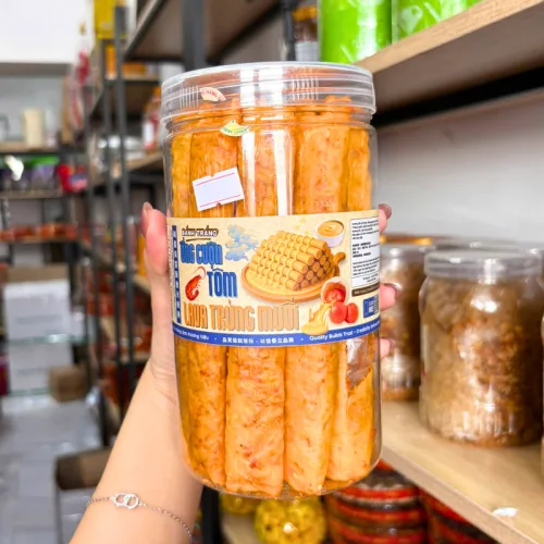 Bánh Tráng Ống Cuộn Tôm Sốt Lava Trứng Muối 150g - Hộp Tròn