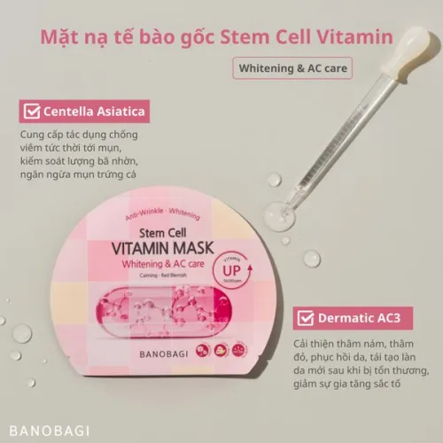 Banobagi Stem Cell Vitamin Mask Whitening & AC Care không chỉ mang lại những phút giây thư giãn tuyệt vời mà hơn hết giúp hỗ trợ tối ưu trong quá trình điều trị mụn