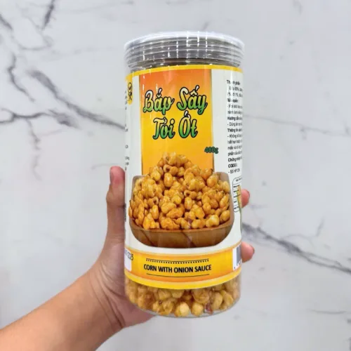 Bắp Sấy Tỏi Ớt Hộp 400g Thơm Ngon Hộp