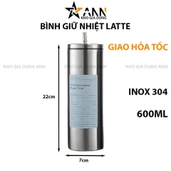 Bình Giữ Nhiệt Iced Americano Inox 304 - Ly Giữ Nhiệt Inox Kèm Ống Hút 600ml