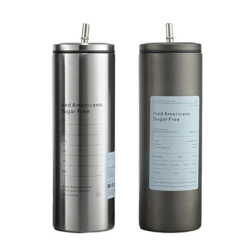 Bình Giữ Nhiệt Iced Americano Inox 304 - Ly Giữ Nhiệt Inox Kèm Ống Hút 600ml