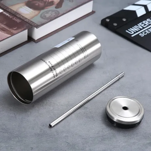 Bình Giữ Nhiệt Iced Americano Inox 304 - Ly Giữ Nhiệt Inox Kèm Ống Hút 600ml