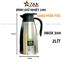 Bình Giữ Nhiệt Inox - Bình Đựng Nước Dung Tích Lớn 2L 31x15cm