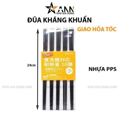 Bộ 10 Đôi Đũa Đen  Kháng Khuẩn Hoạ Tiết Anh Đào 24cm