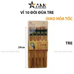 Bộ 10 Đôi Đũa Tre Chống Nấm Móc Trơn Trượt 24cm