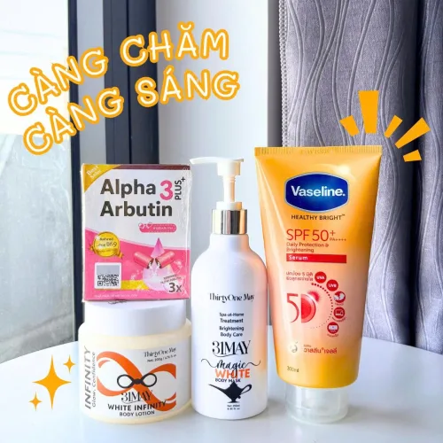 BỘ 4 BODY “MỀM – MƯỚT – SÁNG”: KEM BODY 31MAY + Ủ TRẮNG + VASELINE + ALPHA ARBUTIN