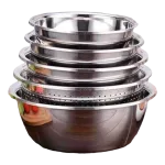 Bộ 5 Thau Rổ Inox 304 Cao Cấp