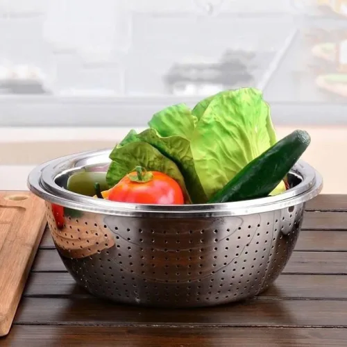 Bộ 5 Thau Rổ Inox 304 Cao Cấp