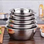 Bộ 5 Thau Rổ Inox 304 Cao Cấp