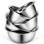 Bộ 5 Thau Rổ Inox 304 Cao Cấp