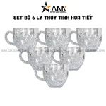 Bộ 6 Ly Thủy Tinh Họa Tiết Cao Cấp - Cốc Thủy Tinh Sang Trọng 8x7cm