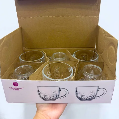 Bộ 6 Ly Thủy Tinh Họa Tiết Cao Cấp - Cốc Thủy Tinh Sang Trọng 8x7cm