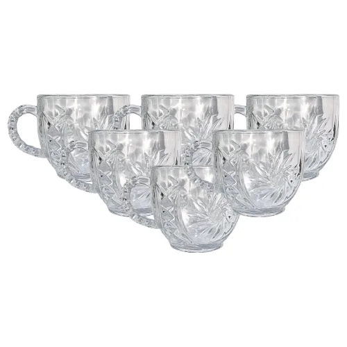 Bộ 6 Ly Thủy Tinh Họa Tiết Cao Cấp - Cốc Thủy Tinh Sang Trọng 8x7cm