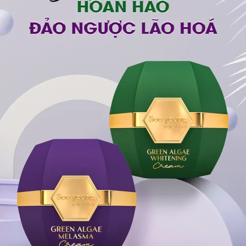 Bộ Đôi Kem Face Tím Xanh Dưỡng Trắng Mờ Thâm Nám Se Khít Lỗ Chân Lông Soo Young