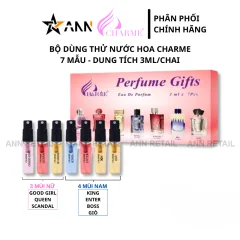 Bộ Dùng Thử Nước Hoa Charme 7 Mẫu (4 Mùi Nam & 3 Mùi Nữ) Dung Tích 3ml/Chai