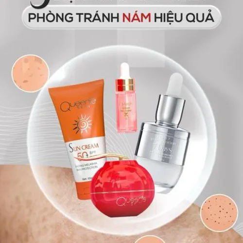 Bộ sản phẩm đặc trị nám Queenie Skin với sự kết hợp giữa các sản phẩm