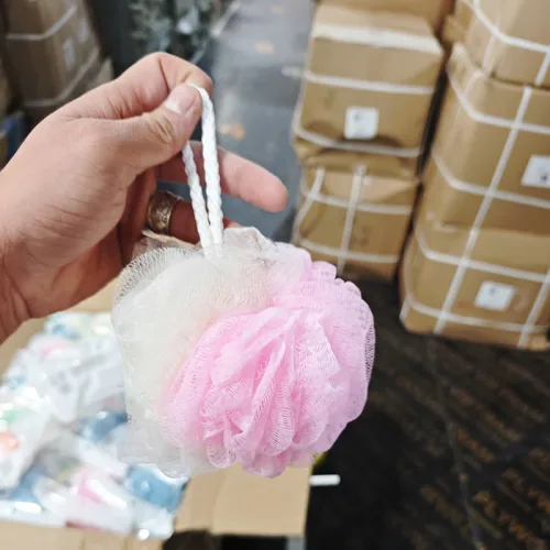 Bông Tắm Tròn 2 Màu Trắng Hồng - 1 Cái ( HÀNG THƯỜNG CÓ TÚI)