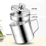 Ca Lọc Dầu Inox 304 Có Lưới Lọc Cặn Và Tạp Chất Tiện Lợi 700ml