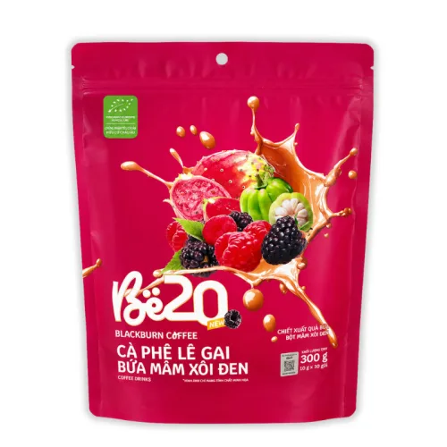 Cà Phê Lê Gai Bứa Mâm Xôi Đen Be20 300g (10g x 30 Gói) - Bịch Hồng