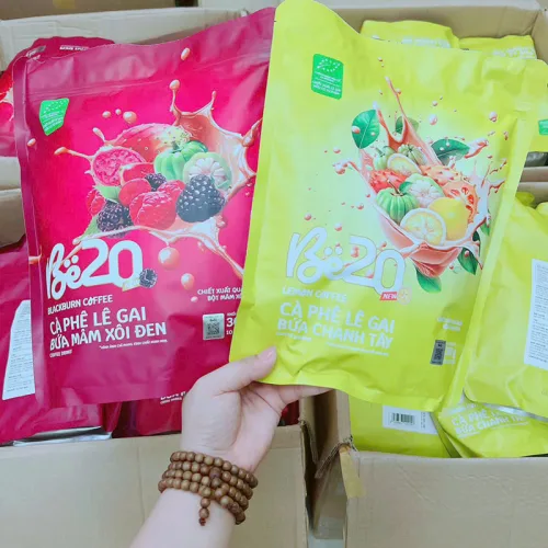 Cà Phê Lê Gai Bứa Mâm Xôi Đen Be20 300g (10g x 30 Gói) - Bịch Hồng