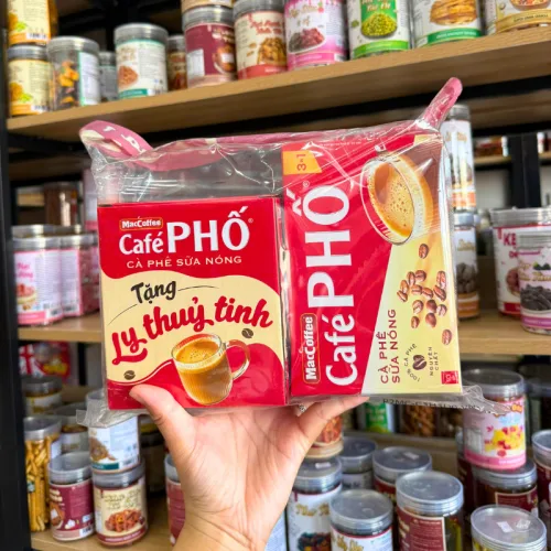 Cà Phê Phố - Cà Phê Sữa Nóng 3 In 1 160g Hộp 10 Gói - Tặng Ly Thủy Tinh