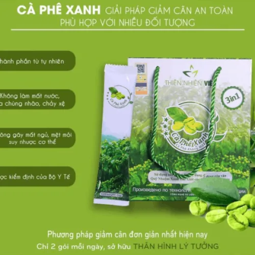 Cà Phê Xanh Thiên Nhiên Việt Hộp Lớn 30 Gói tặng kèm 1 bịt 5 gói số lượng có hạn