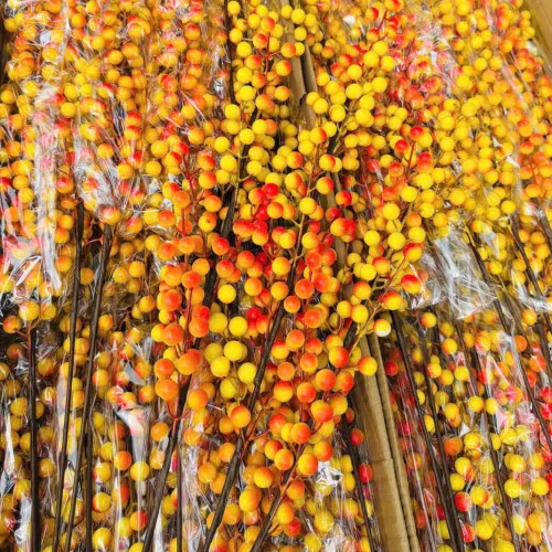 Cành Đông Đào 12 Nhánh Trái Mọng Vàng Dài 90cm