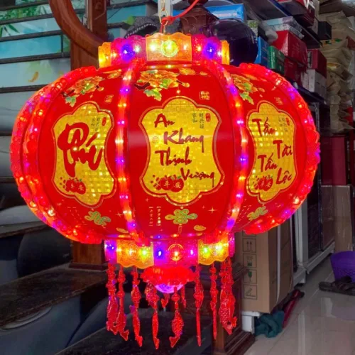 Cặp 2 Cầu Điện Phản Quang Đẹp Trang Trí Tết - Lồng Đèn Trang Trí Tết 50cm