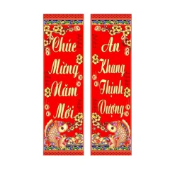 Cặp 2 Câu Đối Cá Chép 3d - Câu Đối Đỏ Trang Trí Tết 30x90cm