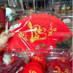 Cặp 2 Dây Treo Quạt Nhung Đỏ - Quạt Treo Trường Trang Trí Tết