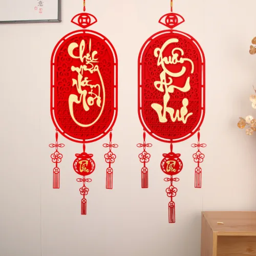 Cặp 2 Liễn Treo 3d - Dây Treo Trang Trí Tết 28x108cm