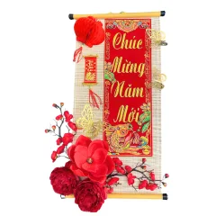 Cặp 2 Mành Tre Dài Câu Đối Đơn Trang Trí - Phên Tre Lớn Trang Trí Tết Ráp Sẵn