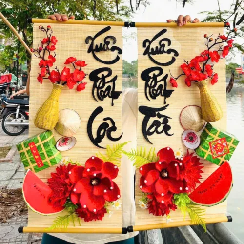 Cặp 2 Mành Tre Dài Trang Trí - Phên Tre Lớn Trang Trí Tết Ráp Sẵn