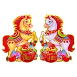 Cặp 2 Tranh Dán Cửa Ngựa - Tranh Dán Trang Trí Tết 40cm