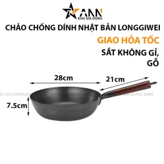 Chảo Chống Dính Nhật Bản Longziwei Size 28 Dùng Được Mọi Loại Bếp 48x28x7.5cm
