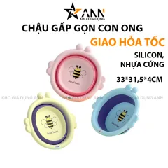 Chậu Gấp Gọn Silicone Hình Con Ong - Chậu Rửa Mặt Gấp Gọn Bằng Nhưa An Toàn Cho Bé 33x31,5x4 Cm