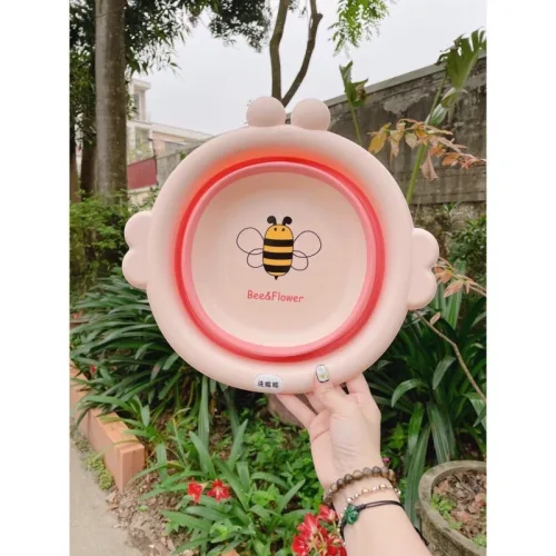 Chậu Gấp Gọn Silicone Hình Con Ong - Chậu Rửa Mặt Gấp Gọn Bằng Nhưa An Toàn Cho Bé 33x31,5x4 Cm