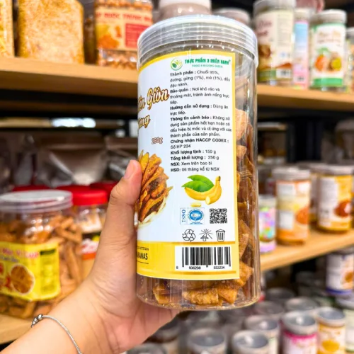Chuối Chiên Giòn Mè Gừng 250g - Hộp Pet