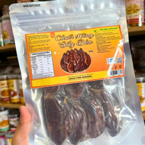 Chuối Hồng Sấy Dẻo Thơm Ngon 400g - Túi Zip Bạc