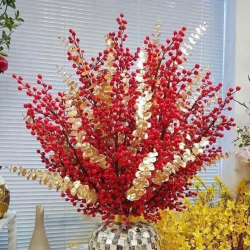 Combo 10 cành đông đào đỏ 12 nhánh