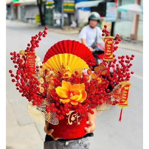 Combo 10 cành đông đào đỏ 12 nhánh
