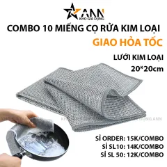 Combo 10 Miếng Lưới Rửa Chén Sợi Thép - Miếng Rửa Chén Bát Cọ Xoong Nồi Bằng Kim Loại 1 Lớp Đa Năng 20x20cm