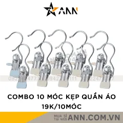 Combo 10 Móc Kẹp Quần Áo Bằng Inox - Móc Kẹp Phơi Tất Vớ Đồ Lót Bọc Nhựa Pvc Cao Cấp Nhỏ Gọn