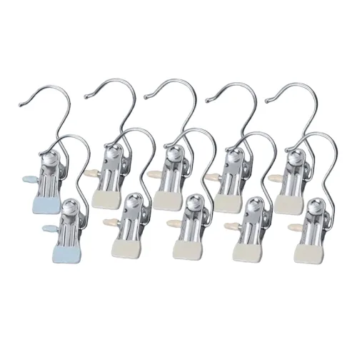 Combo 10 Móc Kẹp Quần Áo Bằng Inox - Móc Kẹp Phơi Tất Vớ Đồ Lót Bọc Nhựa Pvc Cao Cấp Nhỏ Gọn