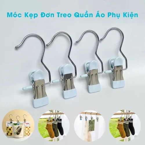 Combo 10 Móc Kẹp Quần Áo Bằng Inox - Móc Kẹp Phơi Tất Vớ Đồ Lót Bọc Nhựa Pvc Cao Cấp Nhỏ Gọn