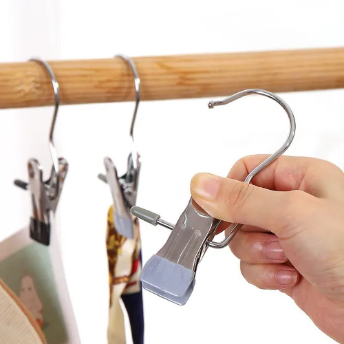 Combo 10 Móc Kẹp Quần Áo Bằng Inox - Móc Kẹp Phơi Tất Vớ Đồ Lót Bọc Nhựa Pvc Cao Cấp Nhỏ Gọn